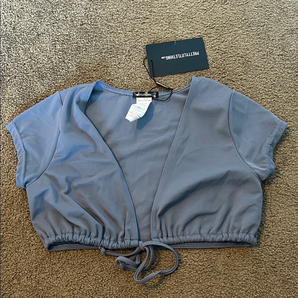PrettyLittleThing Slate Blue Swim Top